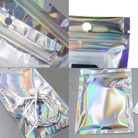 Dicker, selbstverschließender Beutel mit lasergeschnittenem Regenbogenmuster für Snacks, Schmuck, Kleidung, Plastikverpackungen Yin-Yang-Aluminiumfolienbeutel für Knochen. (1/5)