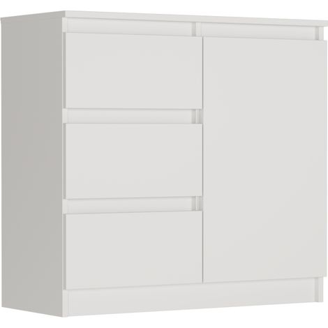Kommode Weiß, 80x33x76 cm - R-80-S3 mit 3 Schubladen (1/5)