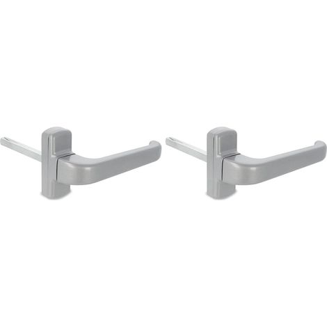 Lot de 2 - Poignée de porte - Rosace - Aluminium argenté - Design ergonomique réversible - Intérieur et extérieur - 132x70 cm (1/5)