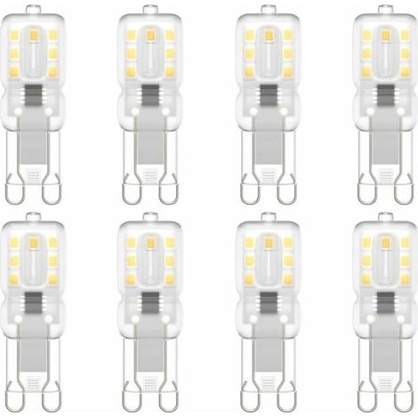 8 ampoules LED G9, LED G9 220 V lumière blanche naturelle 5500 K 3 W, équivalent à une ampoule halogène de 30 W [Classe énergétique E] (1/4)