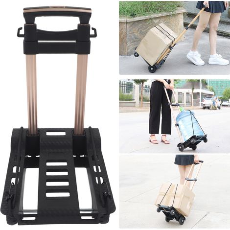 Chariot pliable et portable, 40 kg, avec roues silencieuses et corde de traction. Idéal pour les bagages, les voyages, les déménagements, les courses et le bureau. (1/5)
