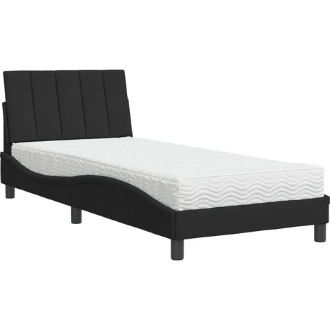 Maison Exclusive - Letto con Materasso Hanko Nero 80x200 cm in Velluto (1/5)