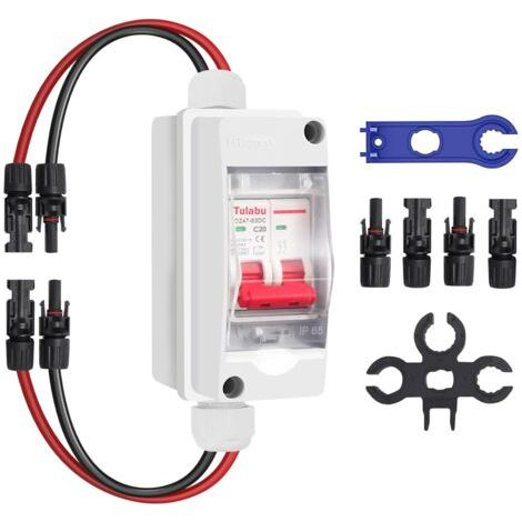 Interrupteur de Déconnexion PV DC 20 A 500 V, MCB 2P Commutateur D'air de Commutation de de Dissipateur de Courant Solaire, Disjoncteur Miniature avec Boîtier de Distributio (1/5)