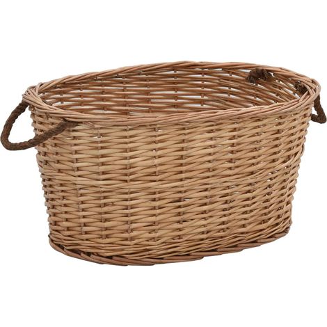 Firewood Basket with Carrying Handles 58x42x29 cm Natural Willow vidaXL