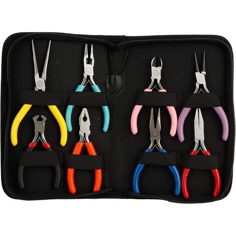 Mini Pinces en Acier 8 Pièces, de Forme Différente, Ensemble D'outils Fabrication Bijoux Portables, Conception Poignée Ergonomique pour le Bricolage dans les - (1/5)