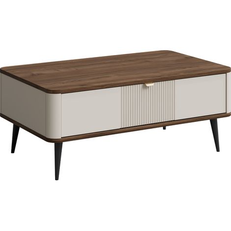 Mesa de centro Lufela 115, Cachemira + Nogal, 42x60x100cm, Diámetro: 0, Aglomerado laminado, Angular