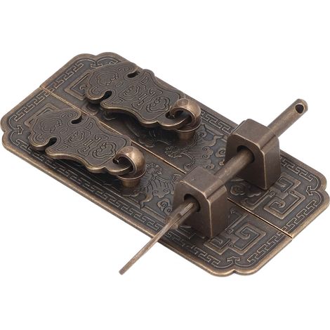 Poignée de porte en cuivre pur antique pour meuble chinois, tiroir de placard et bibliothèque avec verrou et loquet (spécification : chauve-souris porte-bonheur couleur bronze ancien) (1/5)