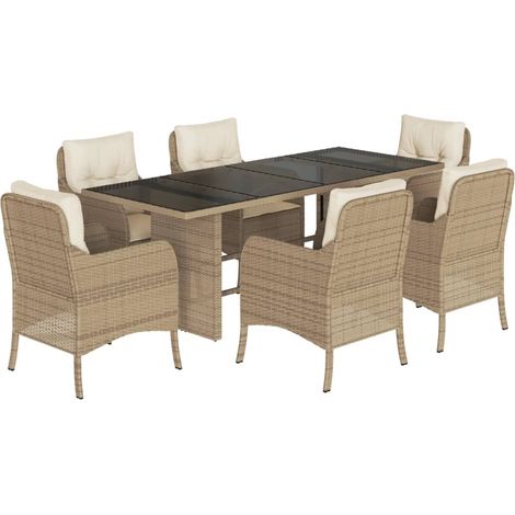 Maison Exclusive - Set comedor de jardín 7 pzas con cojines ratán (1/5)