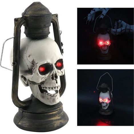 Lanterne d'Halloween avec crâne LED clignotant, idéale pour les mariages, les fêtes, la décoration, Noël, comme éclairage d'ambiance. (1/5)