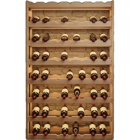 Cave à vin, construction en bois de pin, capacité de 56 bouteilles, Beige (1/2)