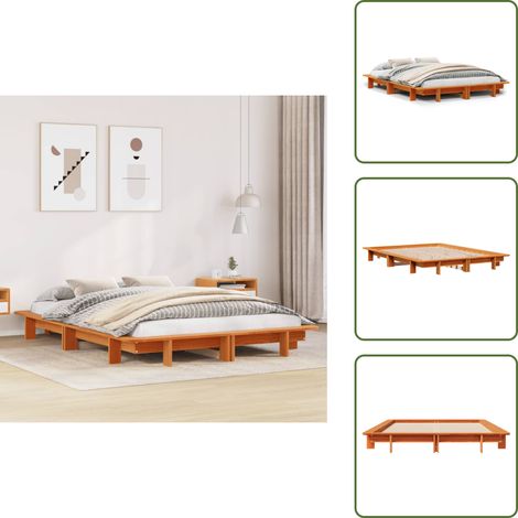 Letto in pino - vidaXL Letto senza Materasso Marrone Cera 135x190 cm in Legno di Pino -