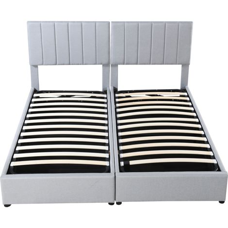 Letto Contenitore Letto Matrimoniale 180×200 cm, Testiera Regolabile e Funzione 2 in 1, Grigio (1/4)