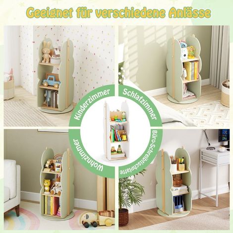 Libreria girevole per bambini 3 livelli 5 ripiani aperti verde (1/5)