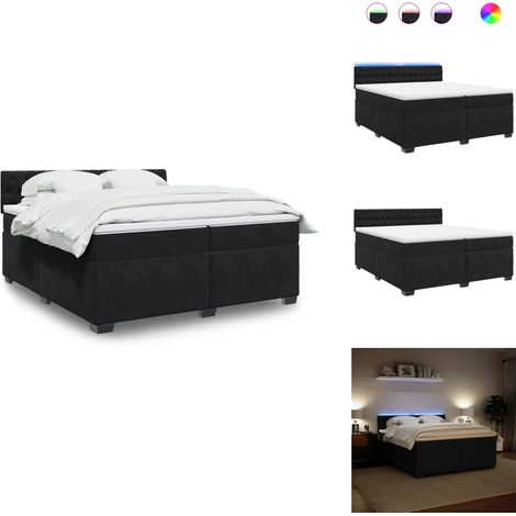 Boxspringbett mit Matratze Schwarz 200x200 cm Samt - Boxspringbett - Doppelbett - Samtbett - Samt - Luxusbett (1/5)