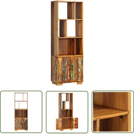 The Living Store Bücherregal 60x35x180 cm Altholz Massiv - Holzmöbel - Bücherregal - Vintage Regal - Industrielles Design - Altholz (1/5)