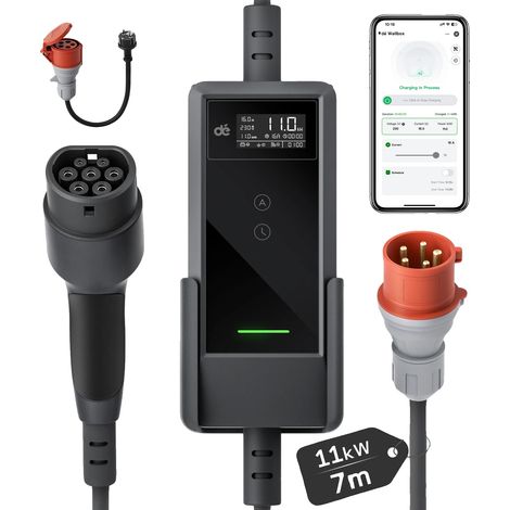 EV-Ladegerät, einstellbarer Strom, mehrere Kabellängen, 7m, Typ 2 (1/2)