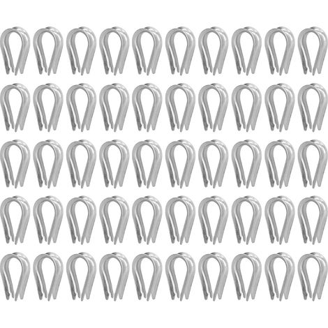 Lot de 50 cosses de câble métallique, autres fixations, outils de montage de câbles en acier inoxydable, cosses de gréement, cosses de voile (M4 (4 mm)) et autres fixations