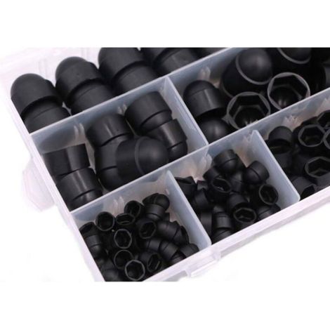 Lot de 145 capuchons de protection, M4 M5 M6 M8 M10 M12, cache-écrous hexagonaux en caoutchouc, avec boîte de rangement, pour machines et meubles (1/5)
