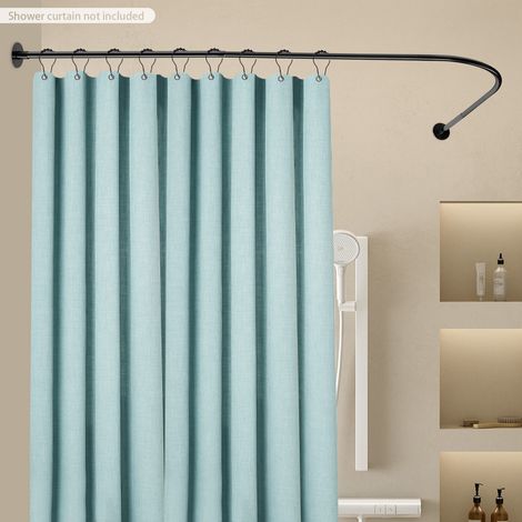 YISSALE -Outillage -Barres de douche courbées en acier inoxydable, rails de douche extensibles au coin, noir (1/5)