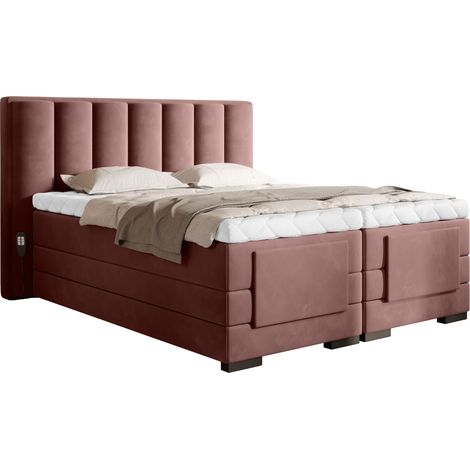 Lit boxspring électrique tissu rouille avec matelas et surmatelas Arkos-140x200 (1/5)