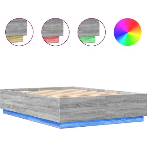 Maison Exclusive - Bettgestell mit LED Grau Sonoma 160x200 cm Hol