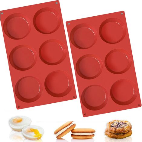 Lntyq 2er-Set Burger-Bun-Formen, Silikon-Brioche-Formen für Hamburger in Form einer kleinen Scheibe von 29,8 x 17 x 1,8 cm (1/5)