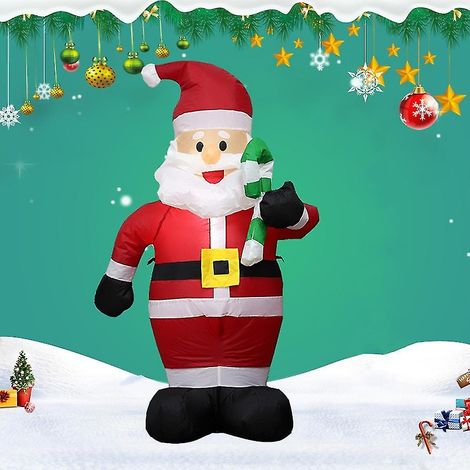 Canne de Père Noël gonflable d'extérieur de 1,2 m (3,9 pi), petite canne de Père Noël, décoration de jardin gonflable en liquidation avec construction (1/5)