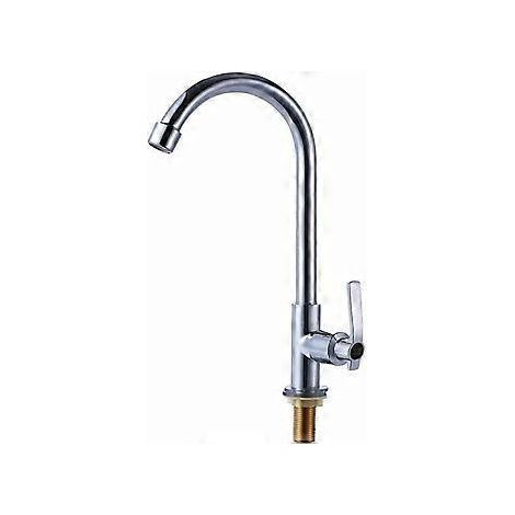 Robinet d'vier d'eau froide Mitigeur un trou arc lev Robinet de barre en acier inoxidable montage sur pont pour kitchen-gardin Camping-car en plein