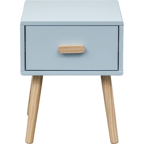 Comodino Rebecca Mobili Tazart 44x35x35 MDF Legno Celeste Marrone Scandinavo
