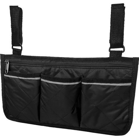 Seitliche Tasche für Rollstuhlfahrer mit Reflektorstreifen und Hängeaufbewahrungstasche