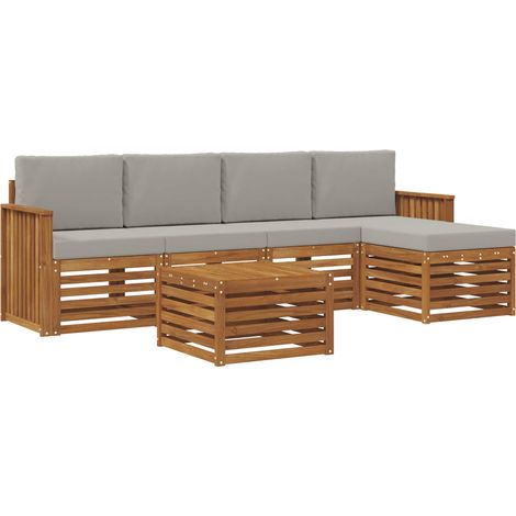 Conjunto de sofás de exterior 6 pcs Gris Natural y Claro vidaXL