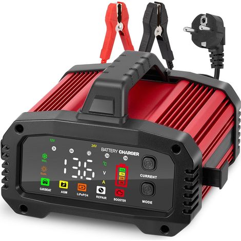25A Chargeur Batterie Voiture 12V/24V, Chargeur Batterie Lithium avec Réparation Automatique, Écran LCD, Chargeur pour Voiture,Moto,Camion,LiFePO4,AGM (1/5)