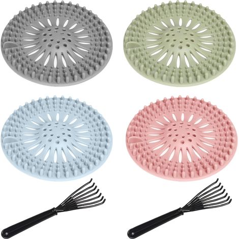 4 Pièces Filtre Cheveux, Caoutchouc Thermoplastique, Accessoire Douche, Pour Salle De Bain Et Cuisine (1/5)