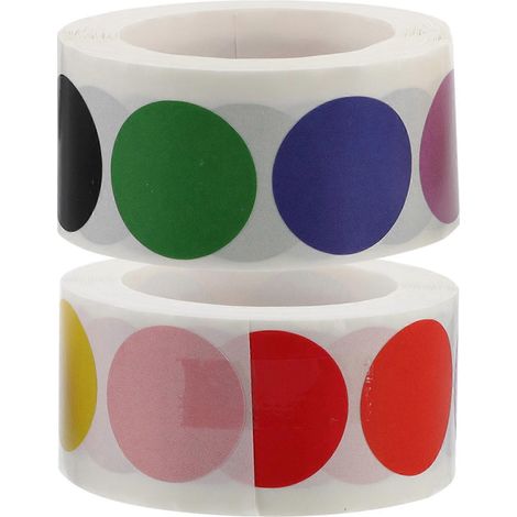 2 Rollen bunte Punktaufkleber, praktische Siegelaufkleber, Schreibwarenaufkleber-2.2X2.2X0.1CM-Colorful (1/2)