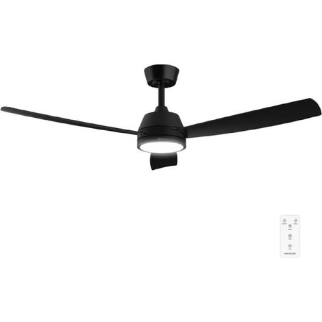 Cecotec Ventilador de Techo con Luz EnergySilence Aero 452 QuickSnap Black. 30W, Motor DC, Diámetro 52" (132cm), 3 Aspas