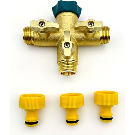 Diviseur de Jardin 3 Voies en Alliage d’Aluminium G3/4" – Connecteur Rapide pour Arrosage, Pelouse et Lavage de Voiture (1/5)