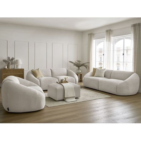 Bobochic – Ensemble canapé droit fixe 3 places + 2 places + fauteuil TINA en velours côtelé – Confort moderne et élégant – 7 places au total (1/5)
