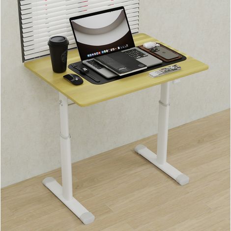 MEUBLIV Höhenverstellbarer Schreibtisch 80x60 cm Holz – Kurbelhöhe, Doppelsäule (1/5)