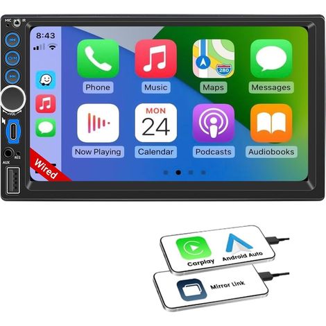 Autoradio 2 Din,6,9 Pouces IPS Écran Tactile,2 DIN avec Bluetooth Navigation GPS Mirror Link SWC FM Type-C USB (1/5)