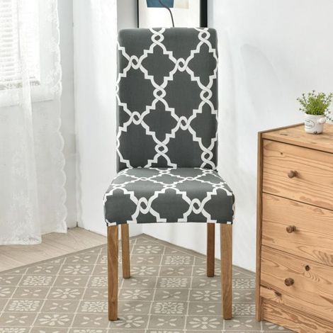 Housse de chaise extensible imprimée, protection élastique pour siège adaptée aux chaises de 45 à 60 cm, pièce de protection pour assise élastiquée (1/4)