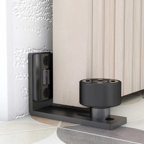 Guía de suelo ajustable, guía inferior de pared/puerta para puerta corredera de madera negra (1/5)