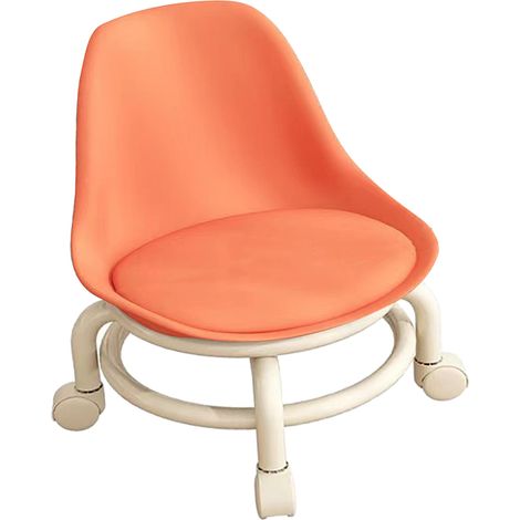 Kinderhocker mit Rückenlehne, niedriger Hocker mit Universalrollen, niedriger Sitz mit Rollen, Tritthocker, orange (1/5)