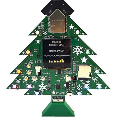 Reproductor MP3 con forma de árbol de Navidad, altavoz Bluetooth, placa de desarrollo ESP32-Wroom-da, pantalla IPS a color de 1,54" con tarjeta SD. (1/5)
