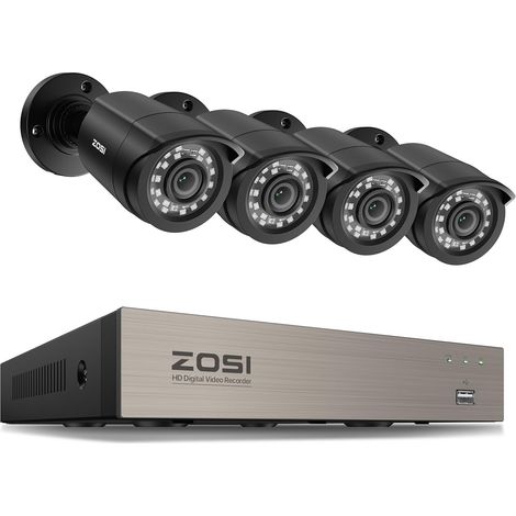 H.265+ 8CH 5MP Lite DVR Enregistreur Vidéo Numérique avec 4X Caméra de Surveillance 2MP Détection de Mouvement et Notifications Push Vision Nocturne 80ft (1/5)