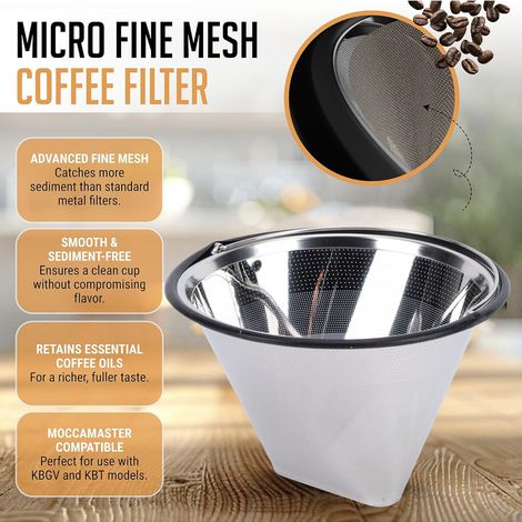 Ortviai Filtre à café en acier inoxydable 304 pour cafetières Moccamaster KBGV/KBT – réutilisable et haute filtration (1/4)