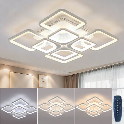 Plafonnier LED carré moderne, avec télécommande, intensité variable en continu, sans scintillement, 90W, idéal pour les salons et les cuisines (1/5)