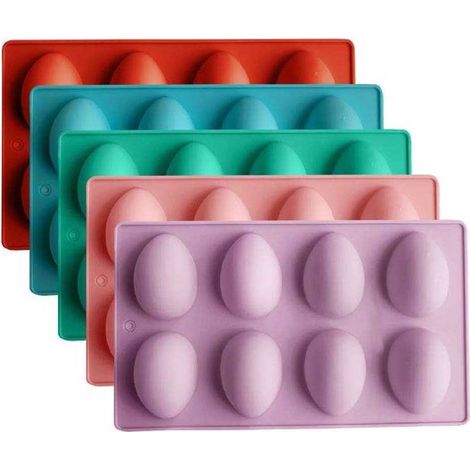 Cinco moldes de silicona con forma de huevo y 40 cavidades，para elaborar pasteles y repostería casera con ingredientes aptos para uso alimentario (1/4)