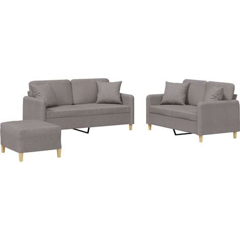 Ensemble de Canapé  Sofas 3 pcs avec coussins taupe tissu (1/5)