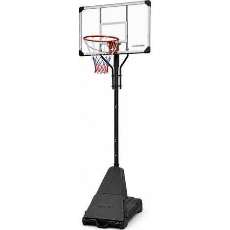 Canasta de Baloncesto Portátil con Altura Regulable 2,45-3,05 m — Tablero de Policarbonato, Aro de Acero Reforzado y Base con Ruedas para Exterior