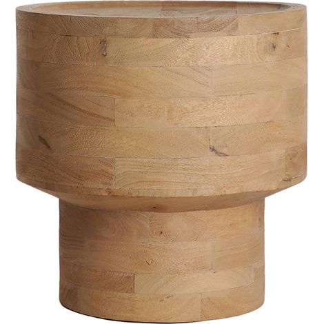 Table d appoint ronde en bois de manguier - marron clair (1/5)